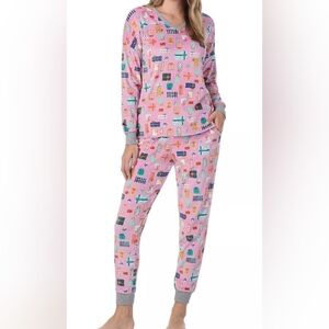 Cuddl Duds Velour Fleece V-Neck Pajama Top & Pajama Bottoms Set TXXL Mauve Gifts